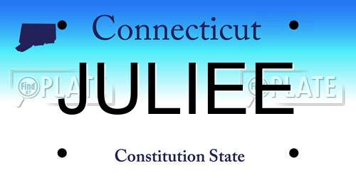 JULIEE Connecticut License Plate