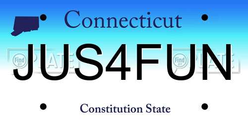 JUS4FUN Connecticut License Plate
