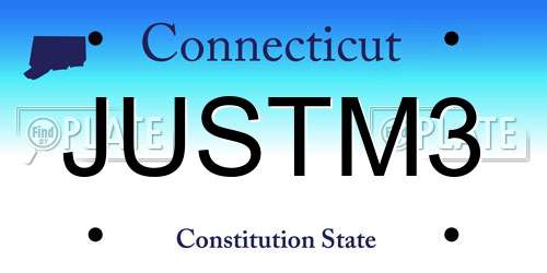 JUSTM3 Connecticut License Plate