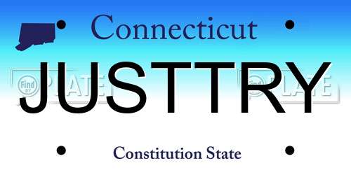 JUSTTRY Connecticut License Plate