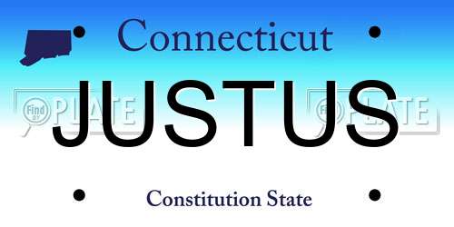JUSTUS Connecticut License Plate