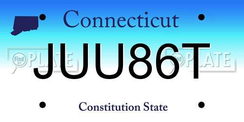 JUU86T Connecticut License Plate