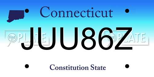 JUU86Z Connecticut License Plate