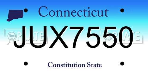 JUX7550 Connecticut License Plate
