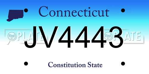 JV4443 Connecticut License Plate