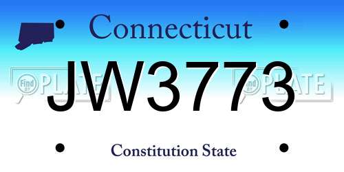 JW3773 Connecticut License Plate