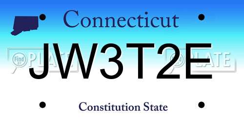 JW3T2E Connecticut License Plate