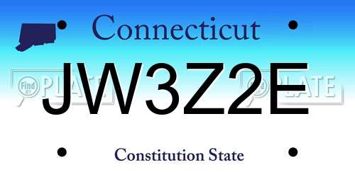 JW3Z2E Connecticut License Plate