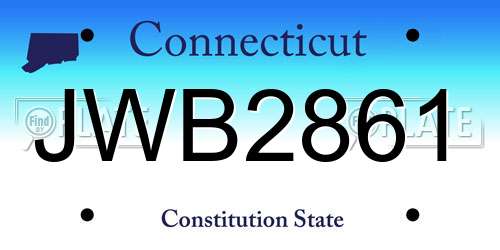 JWB2861 Connecticut License Plate