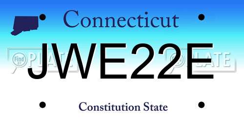 JWE22E Connecticut License Plate
