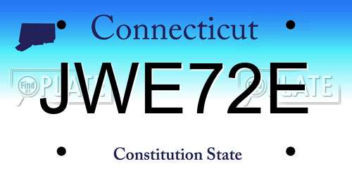 JWE72E Connecticut License Plate