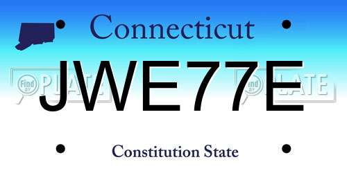JWE77E Connecticut License Plate