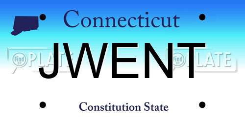 JWENT Connecticut License Plate