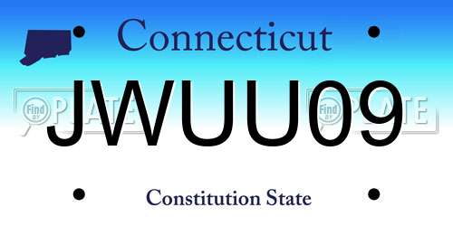 JWUU09 Connecticut License Plate