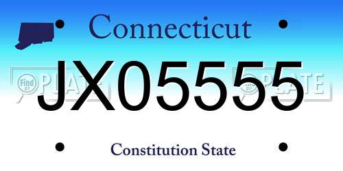 JX05555 Connecticut License Plate