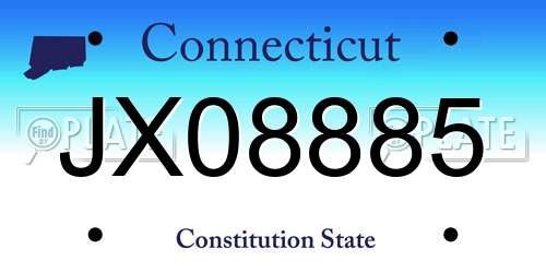 JX08885 Connecticut License Plate