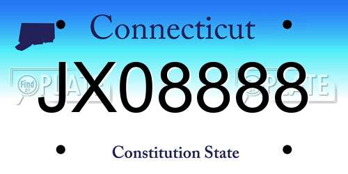 JX08888 Connecticut License Plate