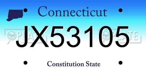JX53105 Connecticut License Plate