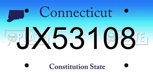 JX53108 Connecticut License Plate