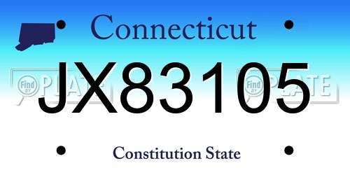 JX83105 Connecticut License Plate