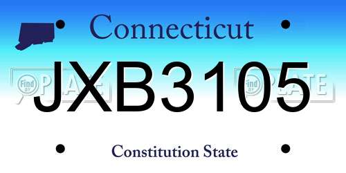 JXB3105 Connecticut License Plate