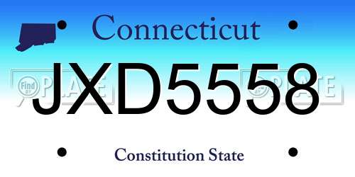 JXD5558 Connecticut License Plate