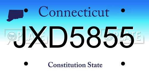 JXD5855 Connecticut License Plate