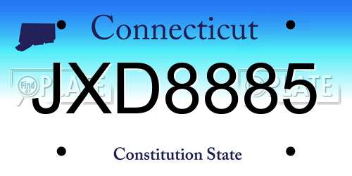 JXD8885 Connecticut License Plate