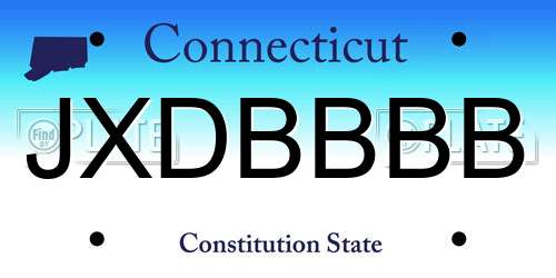 JXDBBBB Connecticut License Plate