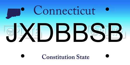 JXDBBSB Connecticut License Plate