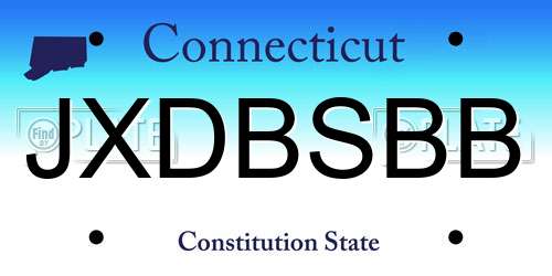 JXDBSBB Connecticut License Plate