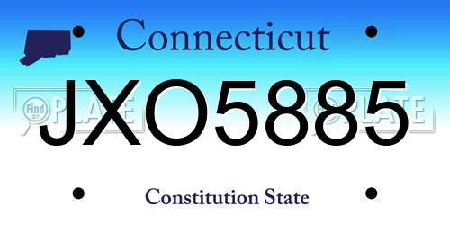 JXO5885 Connecticut License Plate