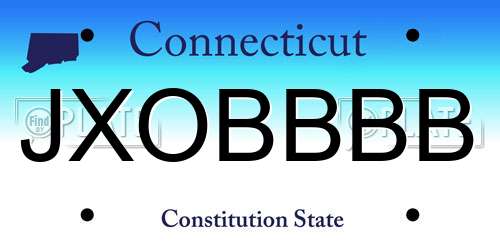 JXOBBBB Connecticut License Plate