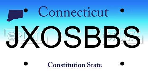 JXOSBBS Connecticut License Plate