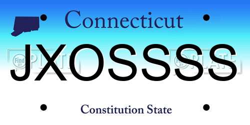 JXOSSSS Connecticut License Plate