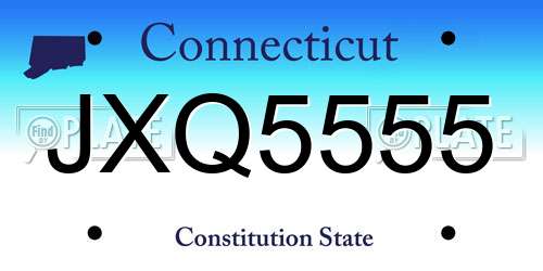 JXQ5555 Connecticut License Plate