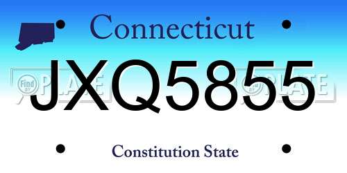 JXQ5855 Connecticut License Plate