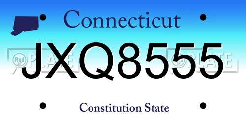JXQ8555 Connecticut License Plate