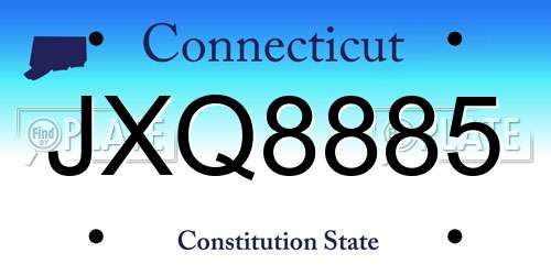JXQ8885 Connecticut License Plate