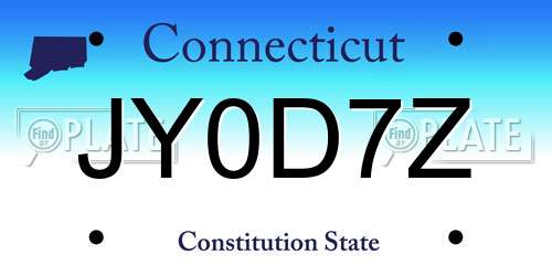 JY0D7Z Connecticut License Plate