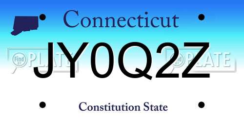 JY0Q2Z Connecticut License Plate