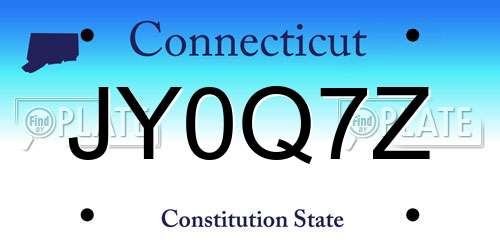 JY0Q7Z Connecticut License Plate