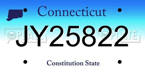 JY25822 Connecticut License Plate
