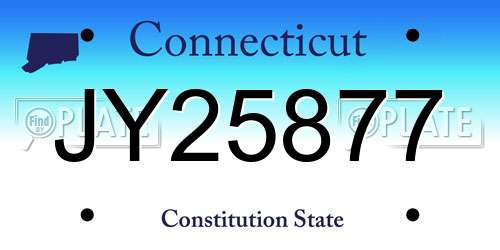 JY25877 Connecticut License Plate