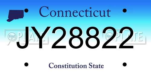 JY28822 Connecticut License Plate