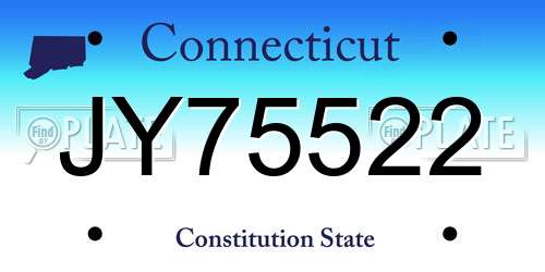 JY75522 Connecticut License Plate
