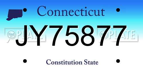 JY75877 Connecticut License Plate