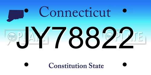 JY78822 Connecticut License Plate