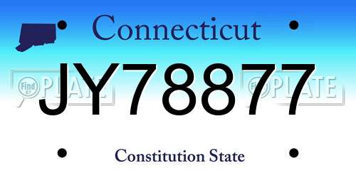 JY78877 Connecticut License Plate