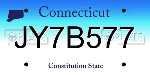 JY7B577 Connecticut License Plate